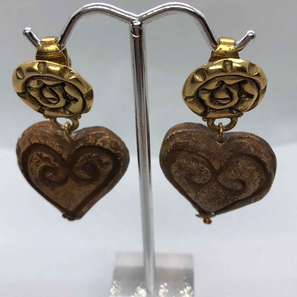C. Stein VTG Gold Tone Heart Shape Clip-ons
